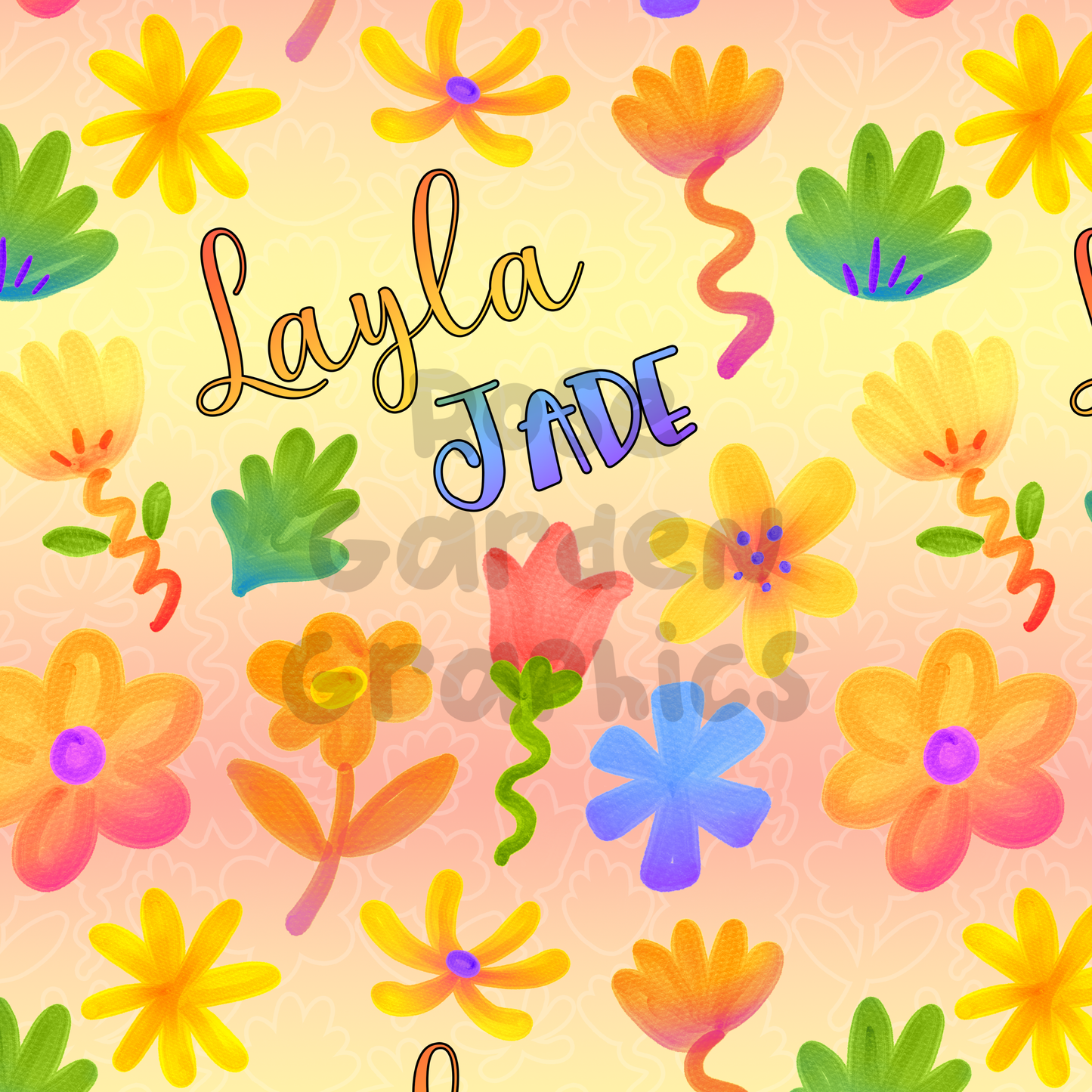 Doodle Flowers Custom Name Seamless File ($5 per name file)