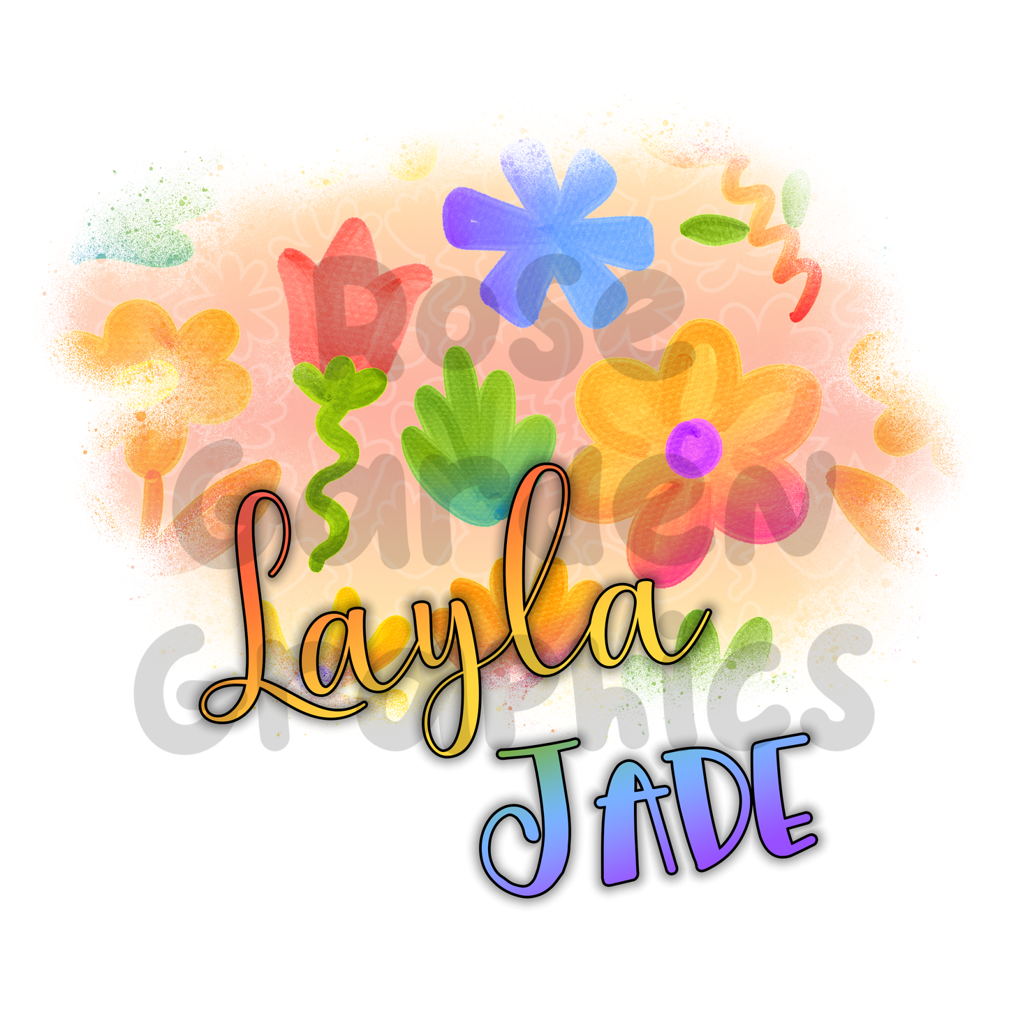 Doodle Flowers Custom PNG ($5 per name file)