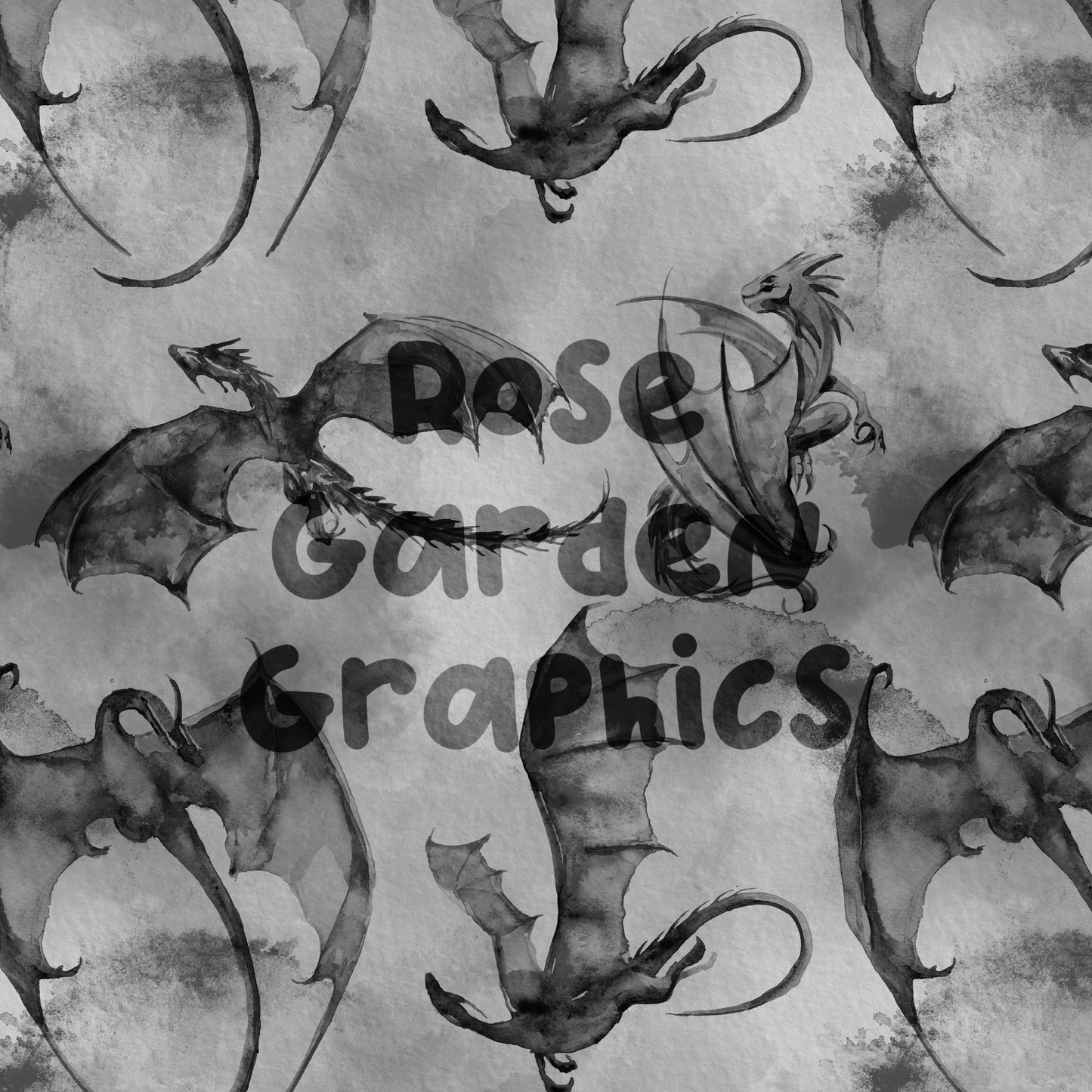 Dragon Watercolor Seamless Image