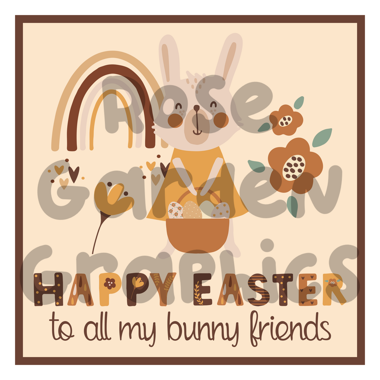 Easter Boho "Happy Easter to All My Bunny Friends" PNG