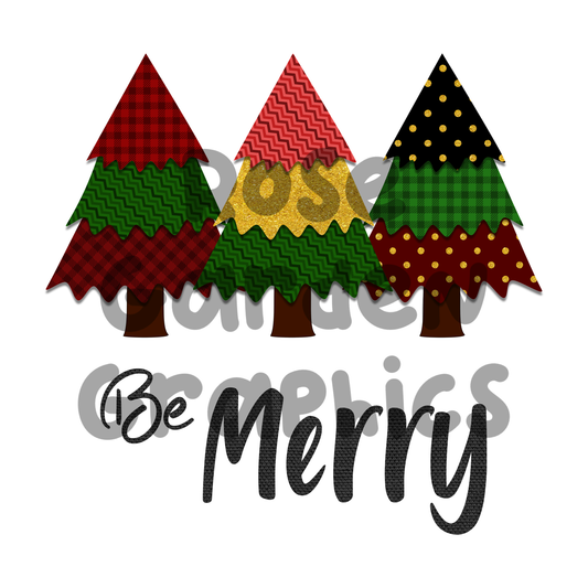 Tela Arboles de Navidad "Be Merry" PNG