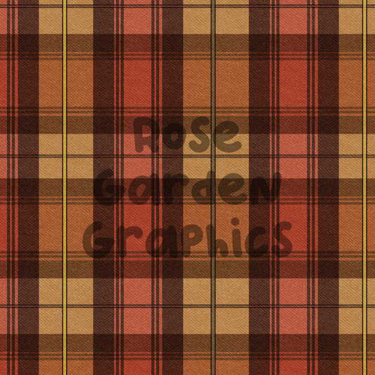 Fall Plaid Leaves Coordinating Seamless Image