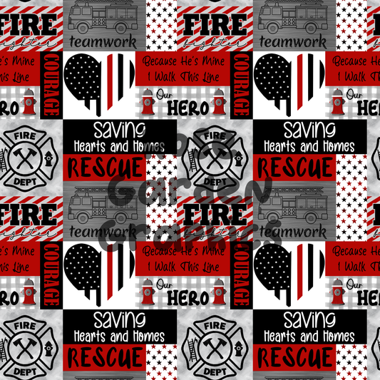 Firefighter Collage 2 Seamless Images Bundle