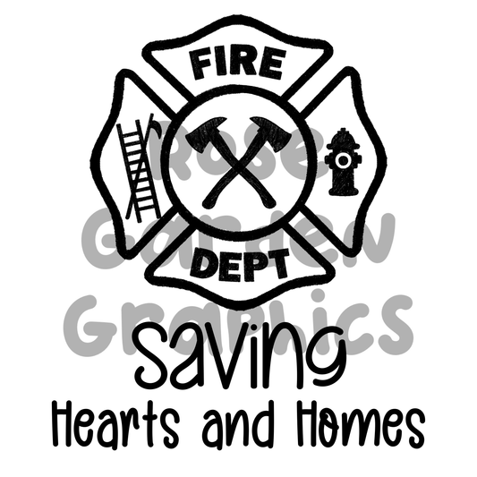 Firefighter Collage "Saving Hearts and Homes" PNG