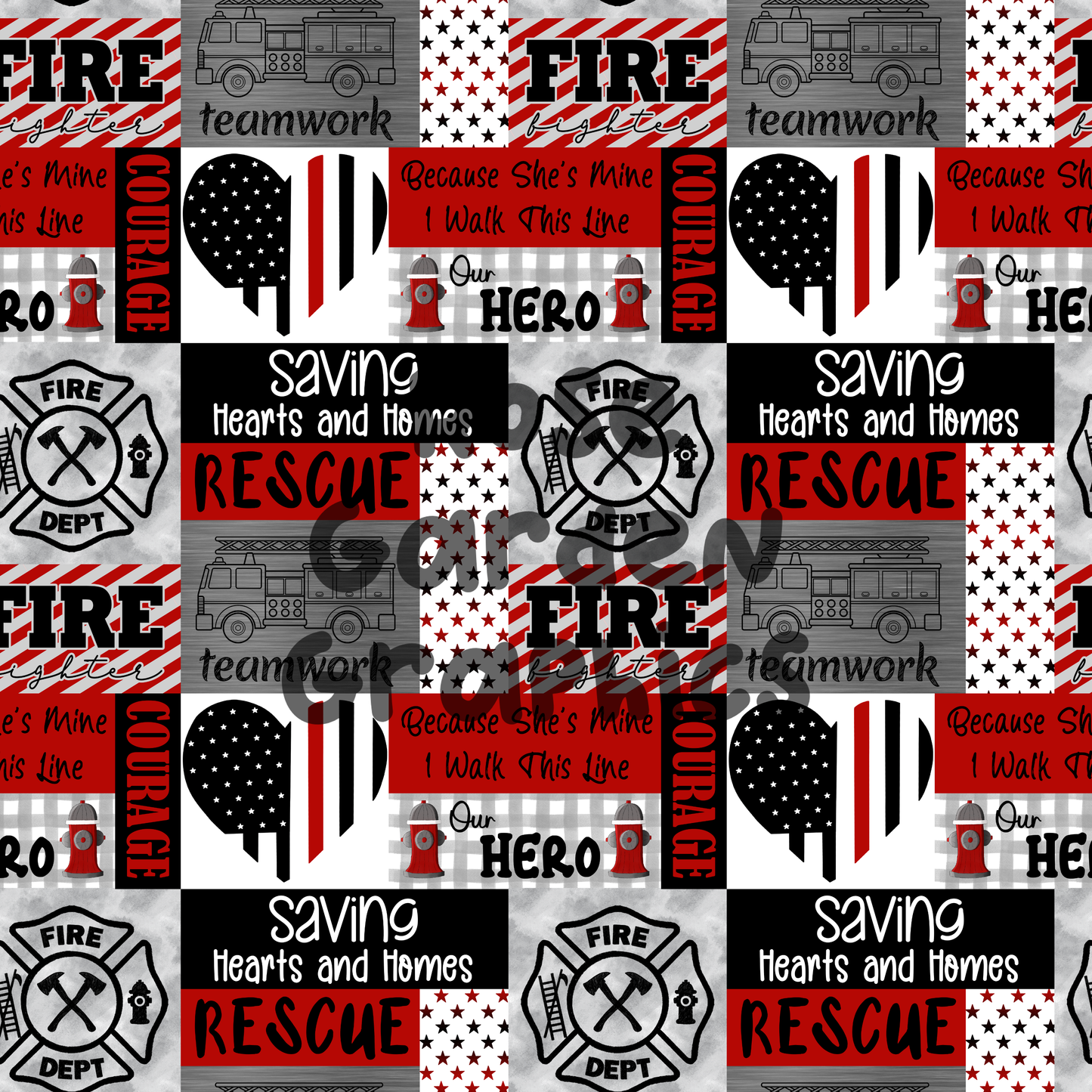 Firefighter Collage 2 Seamless Images Bundle