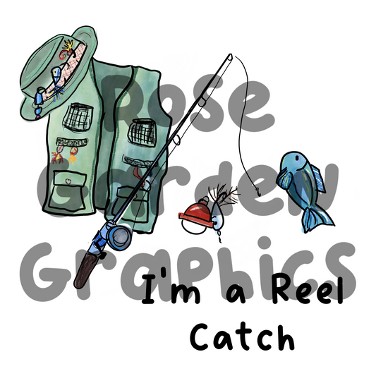 Fishing Drawing "I'm a Reel Catch" PNG