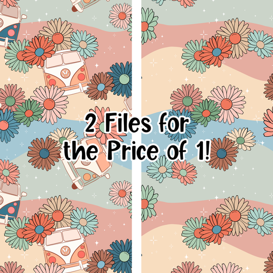 Floral Vintage Vans Seamless Image