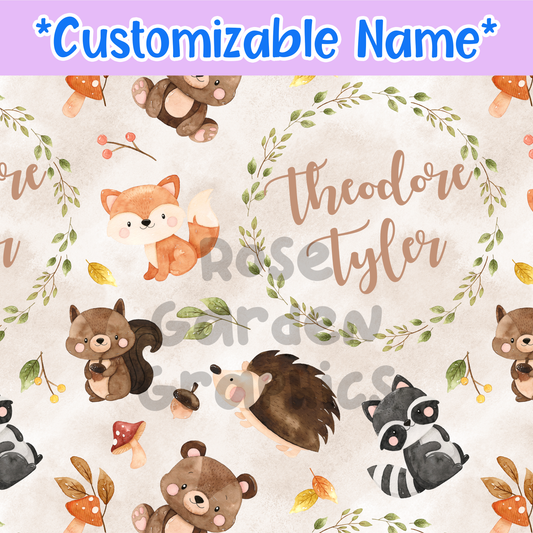 Forest Animals Custom Name Seamless File ($5 per name file)