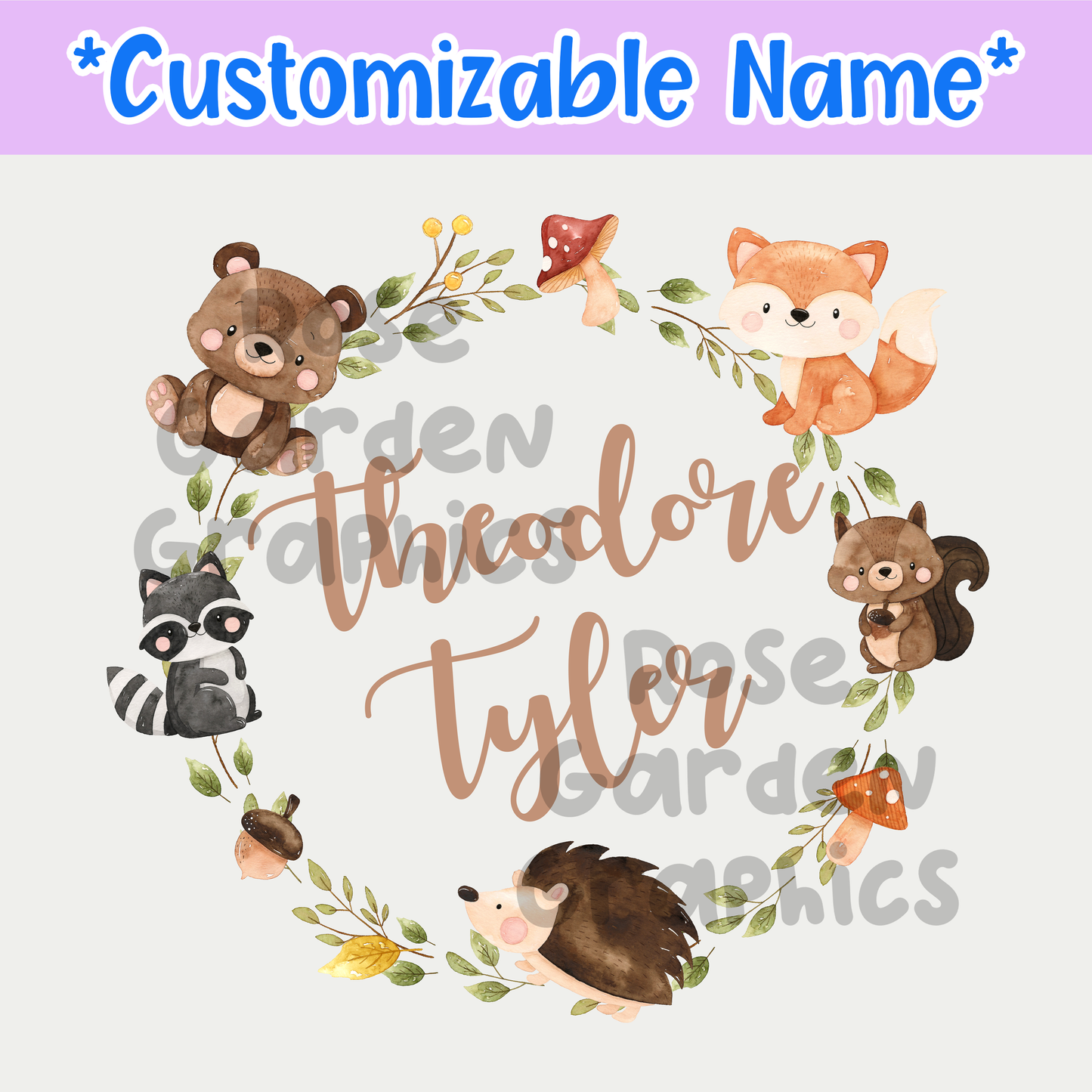 Nombre personalizado de animales del bosque PNG ($5 por archivo de nombre)