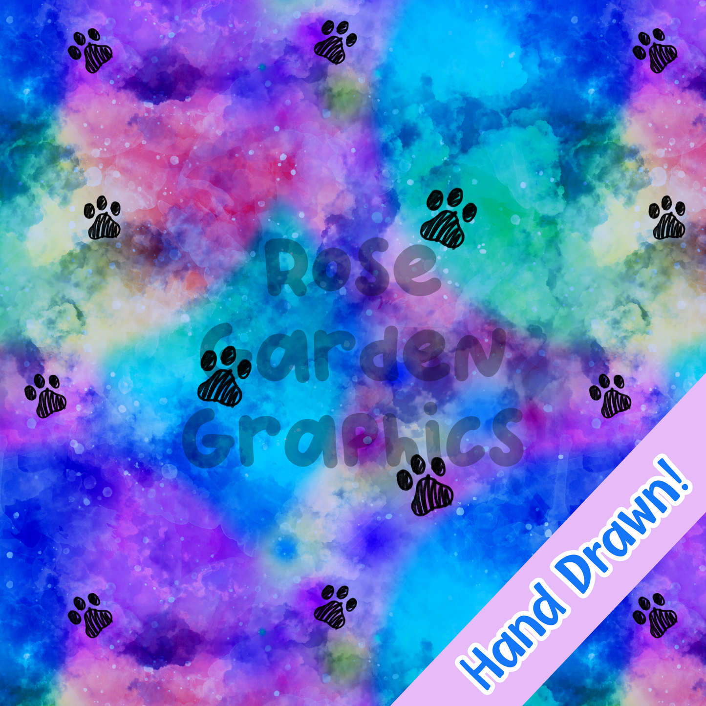 Galaxy Paw Prints Seamless Image