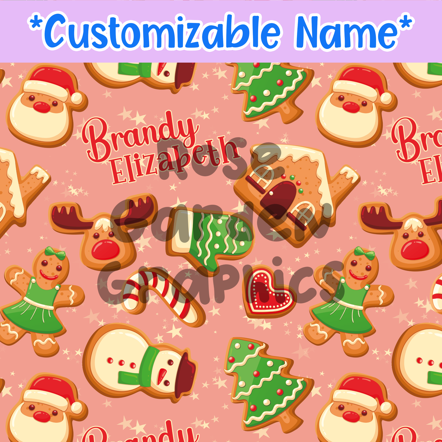 Archivo sin costuras con nombre personalizado rosa de Gingerbread Buddies ($ 5 por archivo de nombre)