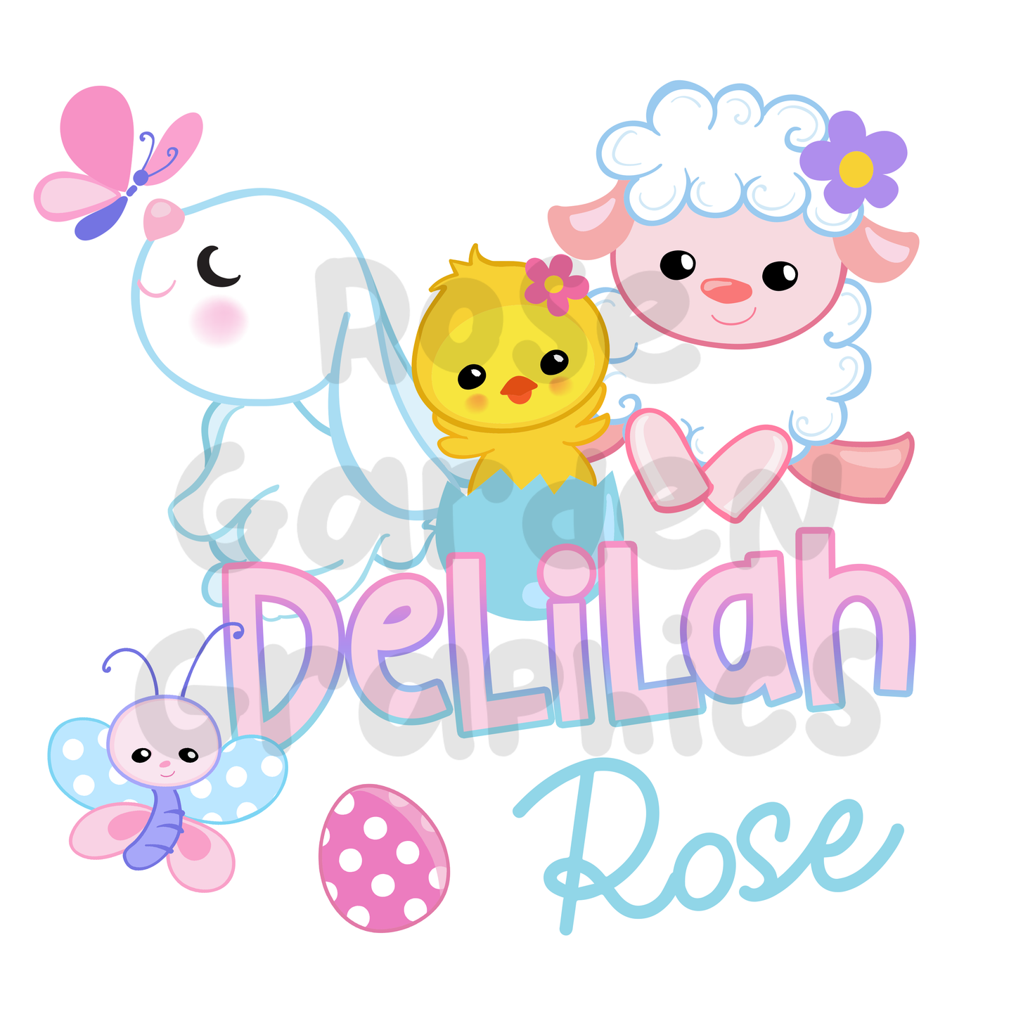 Girly Easter Custom Name PNG ($5 per name file)