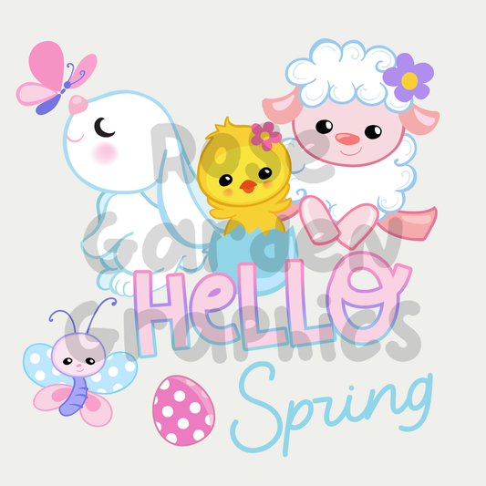 Girly Easter "Hello Spring" PNG