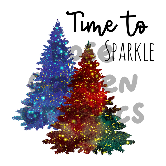 Árboles de Navidad con purpurina "Es hora de brillar" PNG