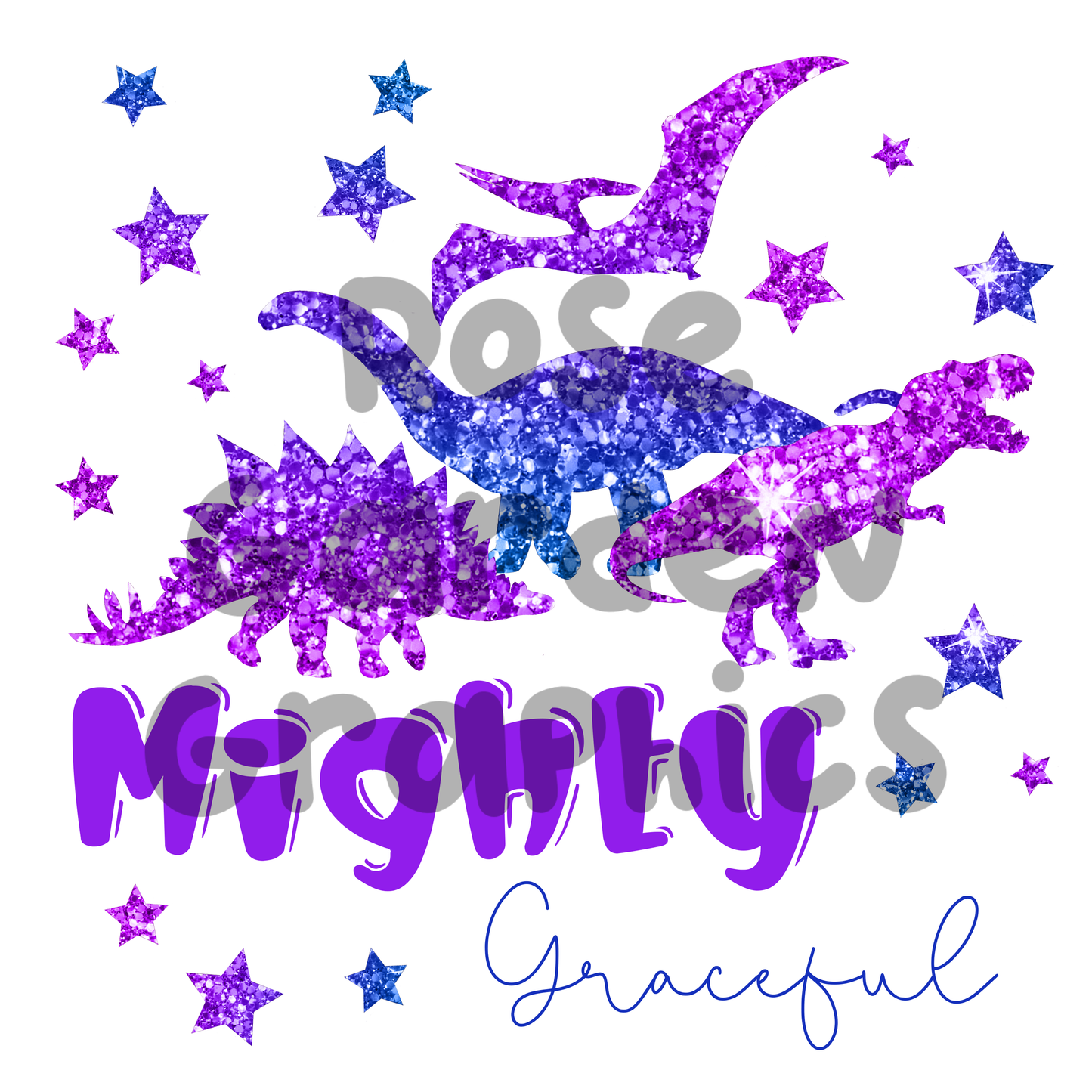 Glitter Dinos (Purple and Blue) "Mighty Graceful" PNG