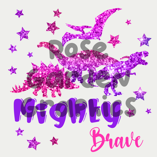 Glitter Dinos (Rosa y Púrpura) "Mighty Brave" PNG