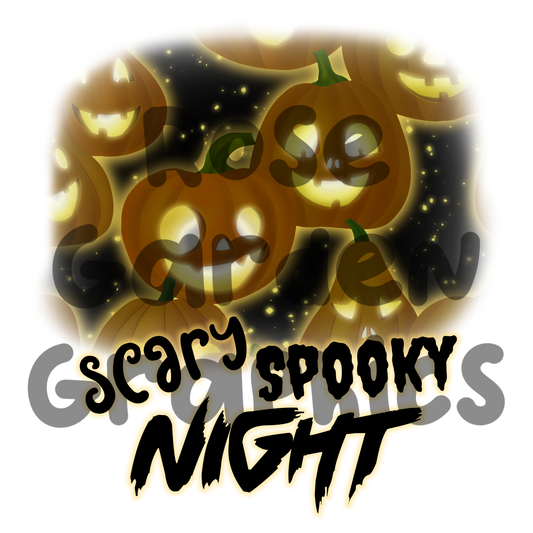 Glow Jack-o-Lanterns (Dark) "Scary Spooky Night" PNG