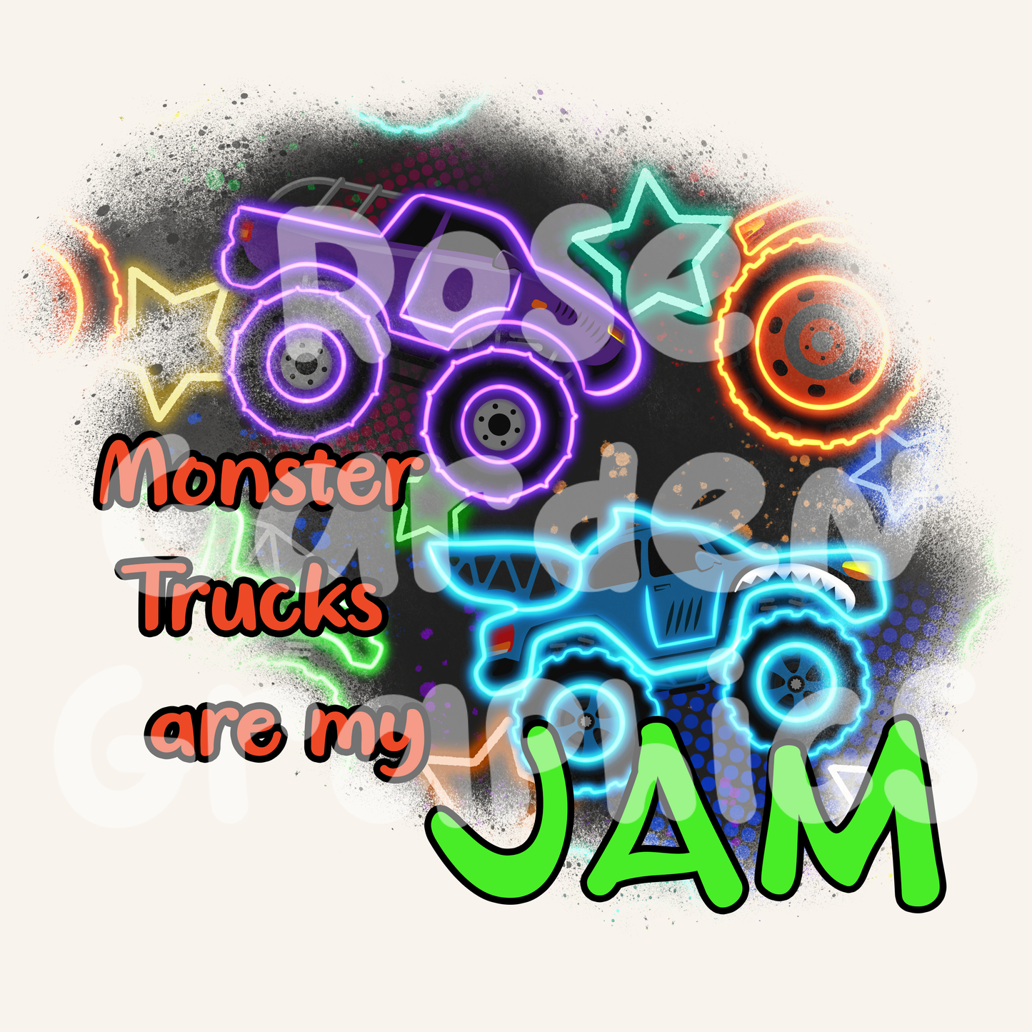 Glow Monster Trucks "Monster Trucks Are My Jam" PNG