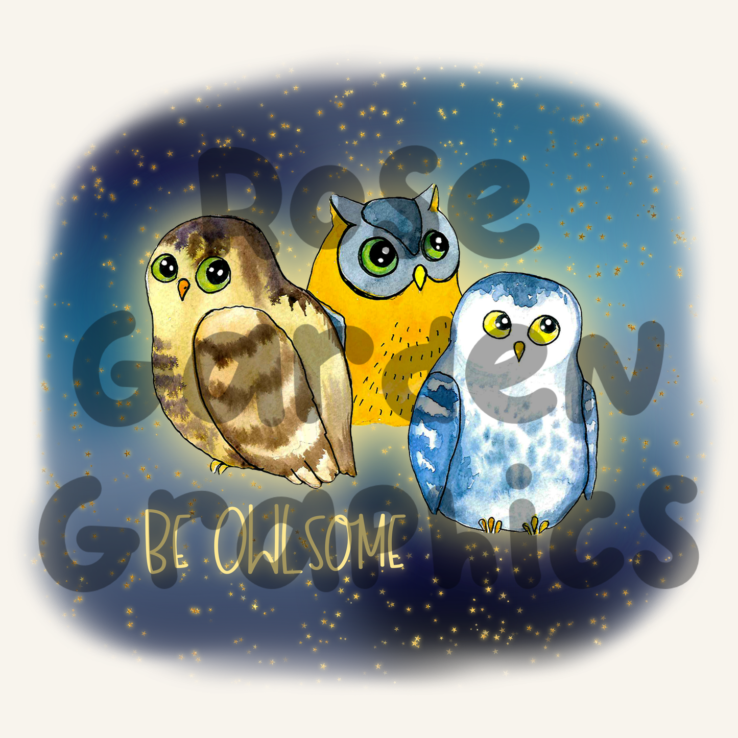 Búhos resplandecientes "Be Owlsome" PNG