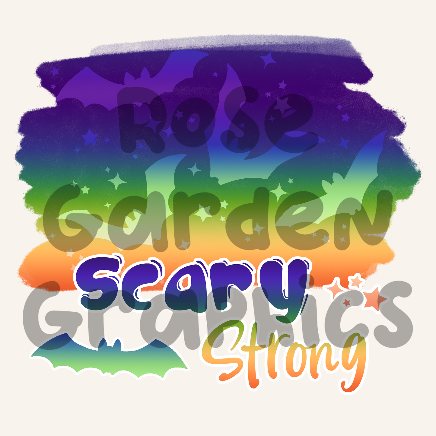 Gradient Bats (Halloween) "Scary Strong" PNG