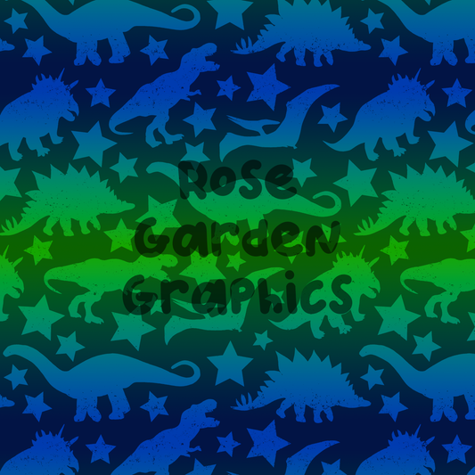 Gradient Dinos (Blue and Green) Seamless Image