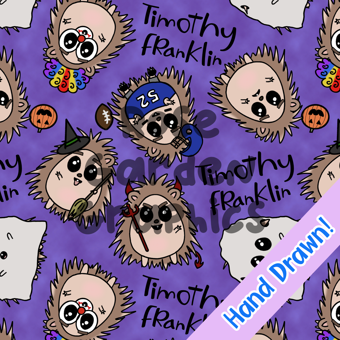 Halloween Hedgehogs Custom Name Seamless File ($5 per name file)