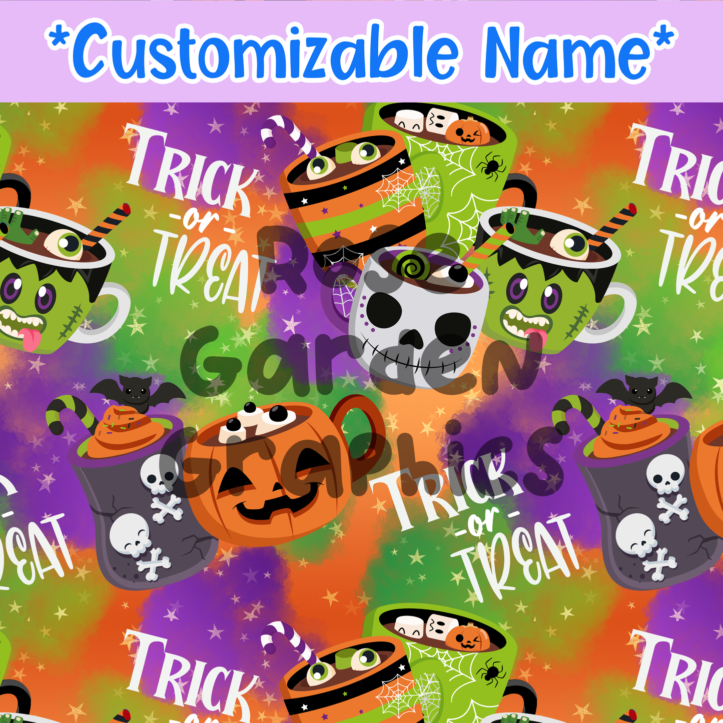 Tazas de Halloween Nombre personalizado Archivo sin costuras ($5 por archivo de nombre) 