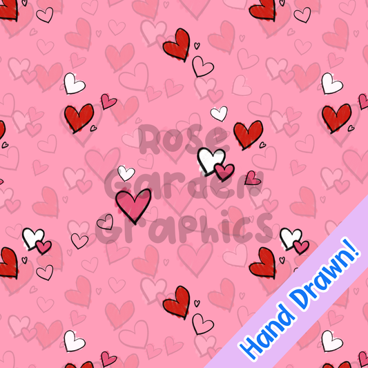 Hand-Drawn Hearts Seamless Image