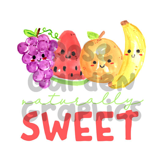 Watercolor Happy Fruit "Naturally Sweet" PNG