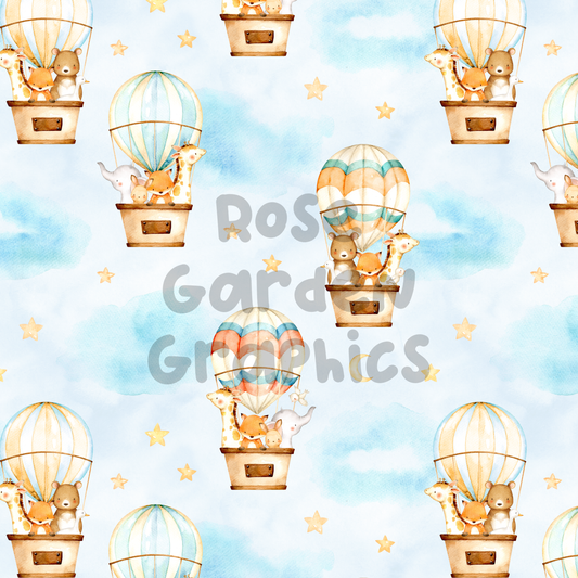 Hot Air Balloon Friends Seamless Image