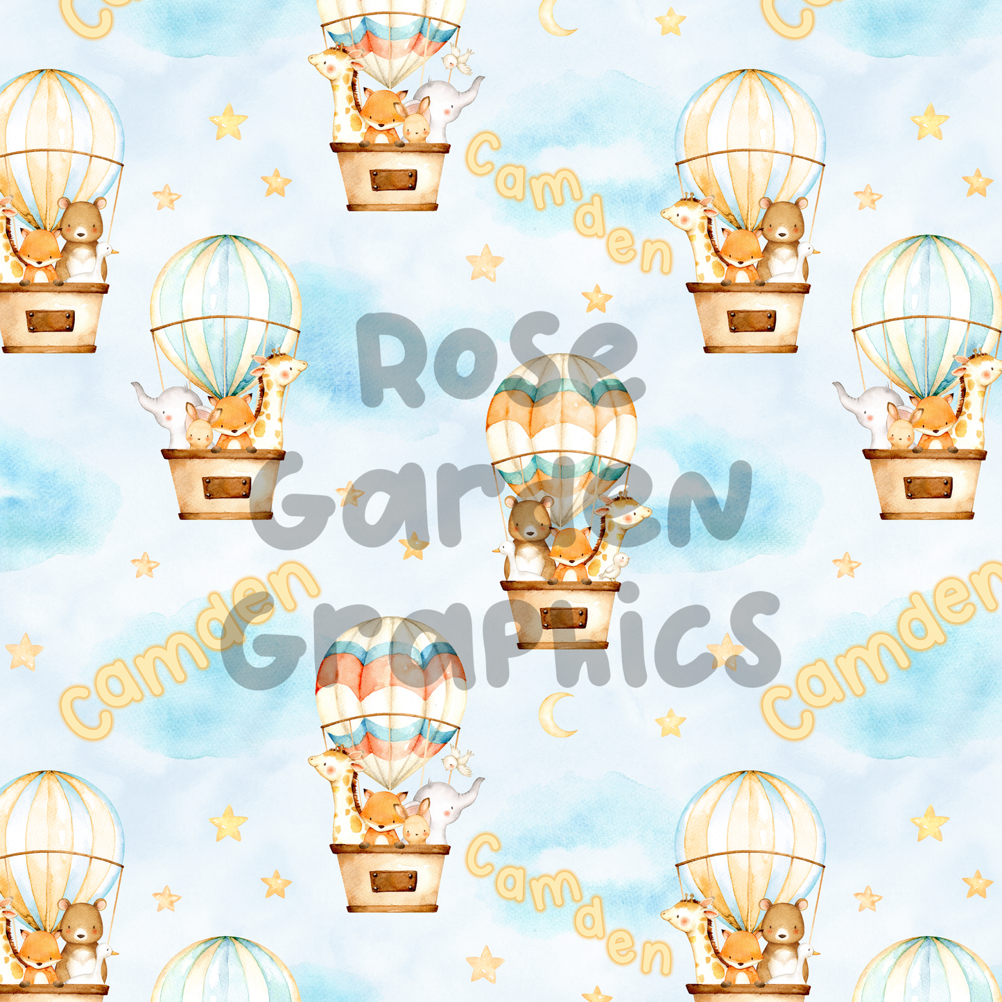 Hot Air Balloon Friends Custom Name Seamless File ($5 per name file)