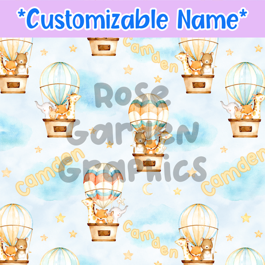 Hot Air Balloon Friends Custom Name Seamless File ($5 per name file)