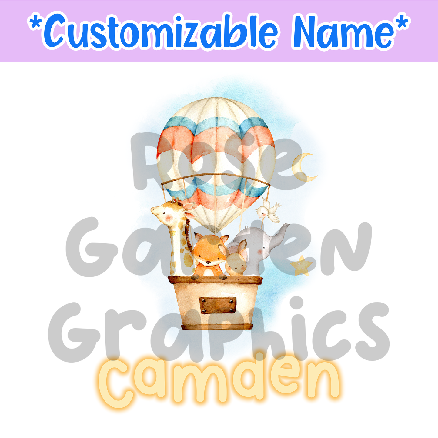 Hot Air Balloon Friends Custom Name PNG ($5 per name file)