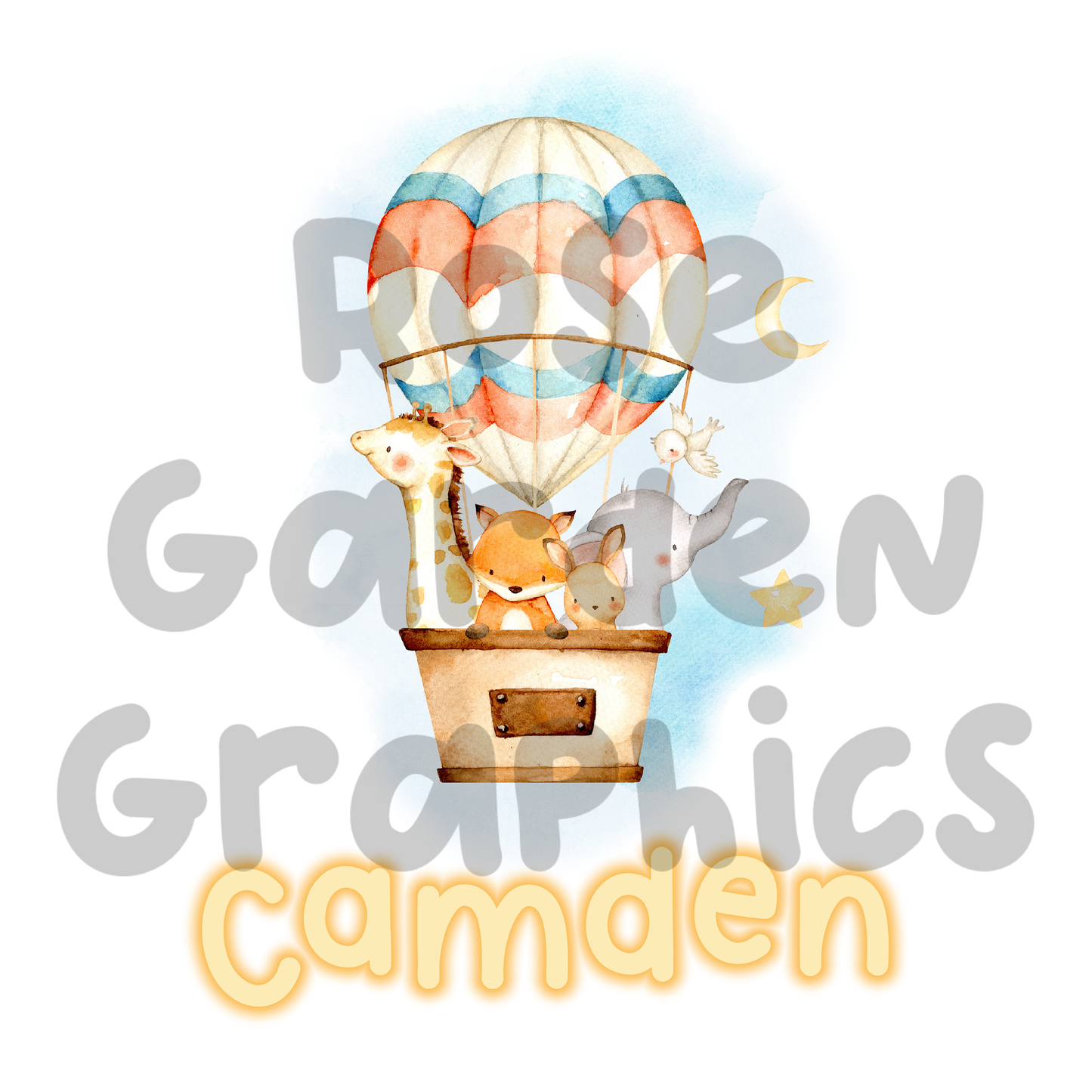 Hot Air Balloon Friends Custom Name PNG ($5 per name file)