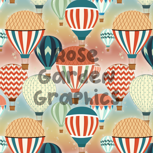 Hot Air Balloons Vintage Seamless Image
