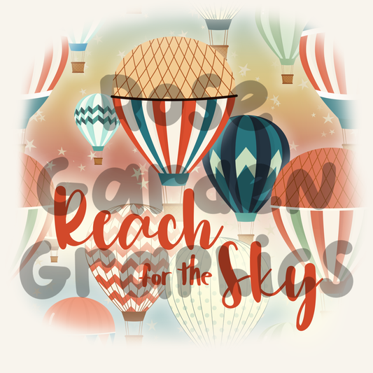 Hot Air Balloons Vintage "Reach for the Sky" PNG