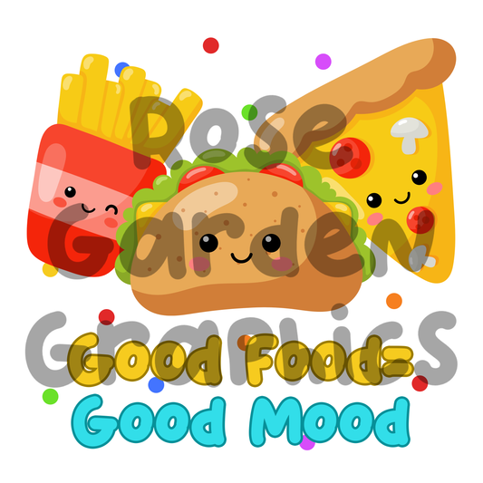 Kawaii Foods "Good Food=Good Mood" PNG