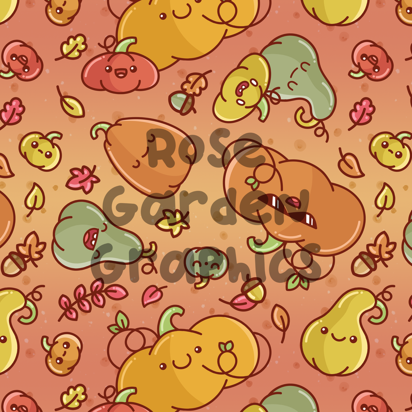 Kawaii Pumpkins Muted Seamless Image