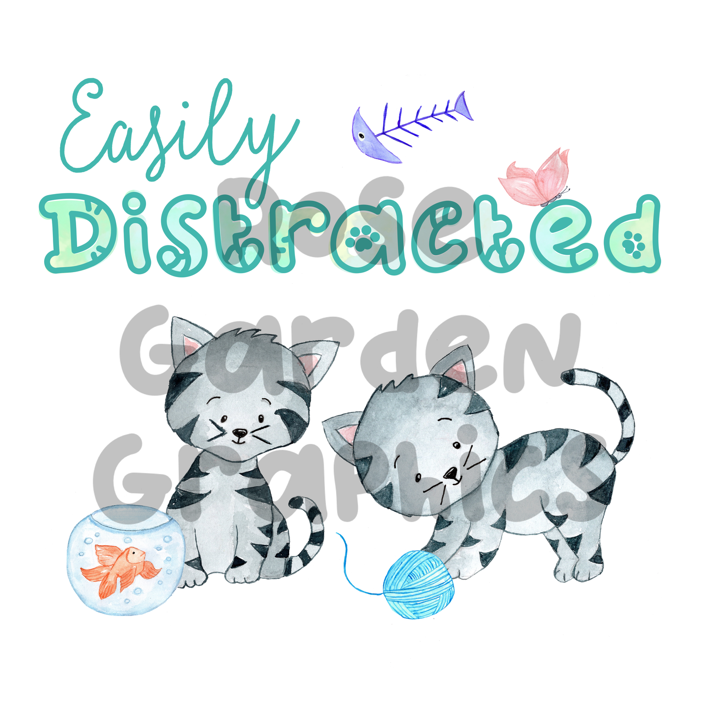 Kitten Fun "Easily Distracted" PNG