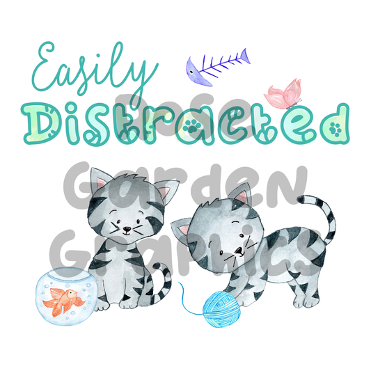 Kitten Fun "Easily Distracted" PNG