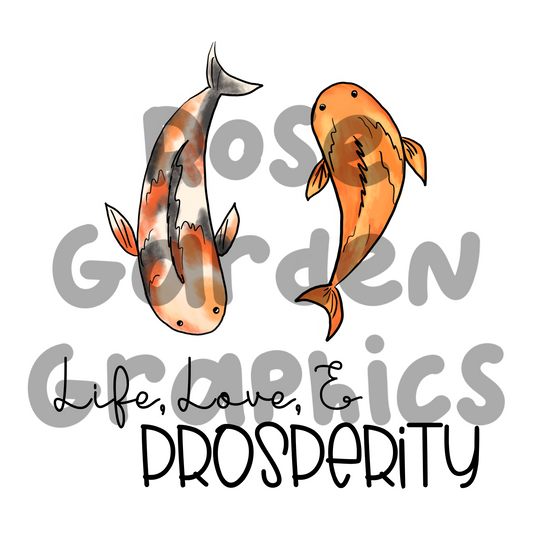 Koi Fish Drawing "Life, Love, & Prosperity" PNG