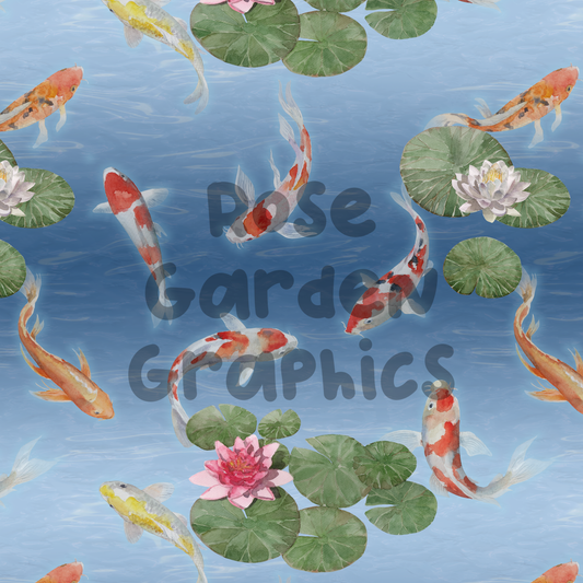 Koi Fish Watercolor Seamless Image
