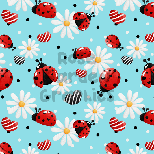 Ladybug Floral Seamless Image