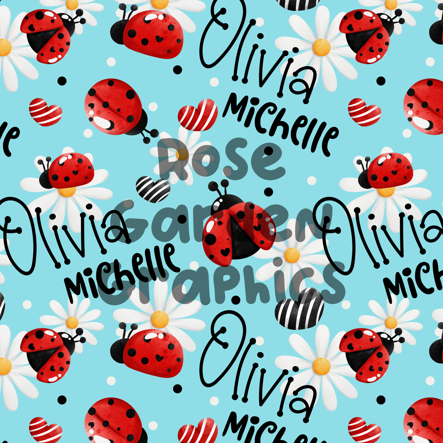 Ladybug Floral Custom Name Seamless File ($5 per name file)