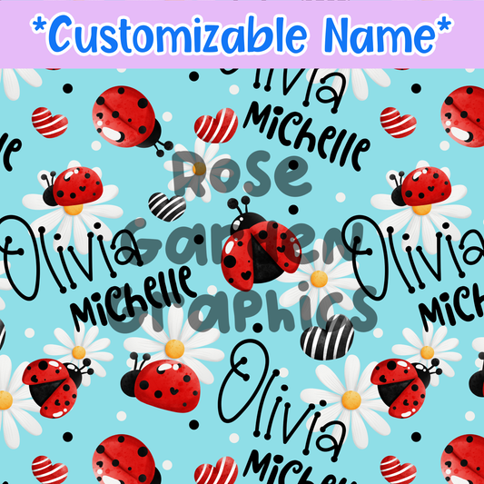 Ladybug Floral Custom Name Seamless File ($5 per name file)