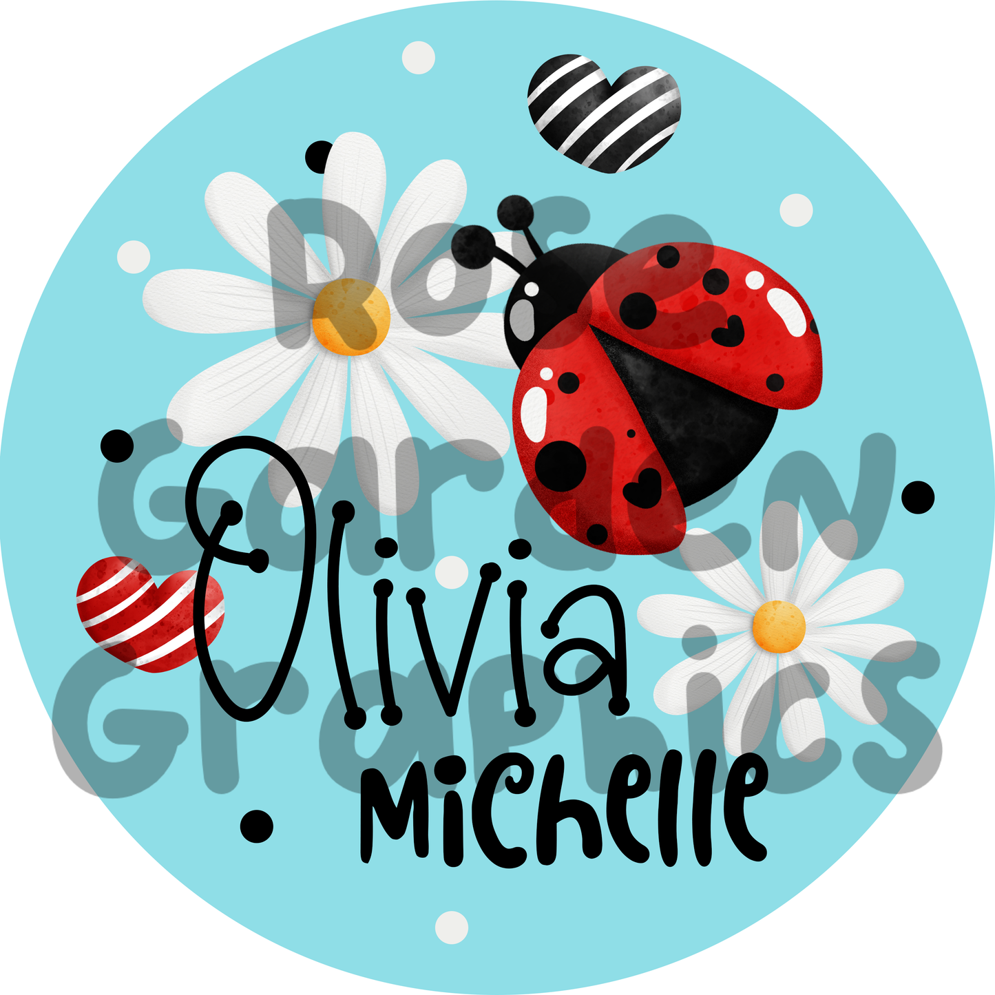 Ladybug Floral Custom Name PNG ($5 per name file)