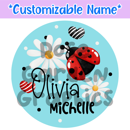 Ladybug Floral Custom Name PNG ($5 per name file)