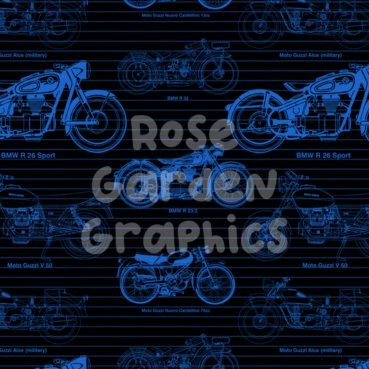 Motorcycles Sketch Blueprint Seamless Image