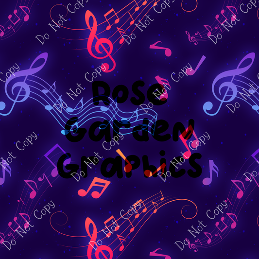 Music Notes Glow (Purple) Seamless Image