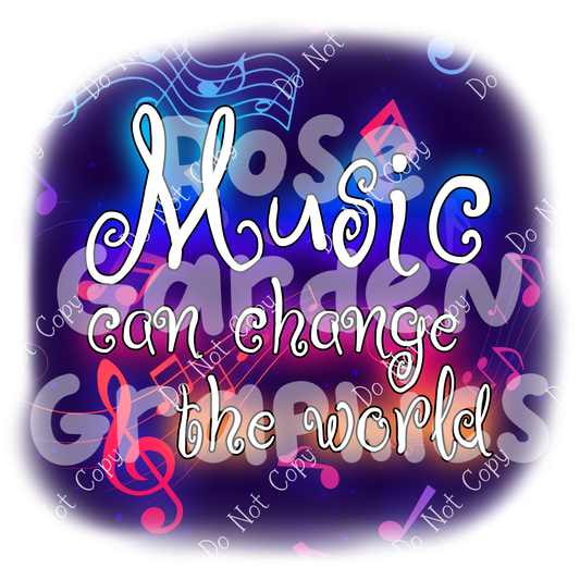 Music Notes Glow (Purple) "Music Can Change the World" PNG